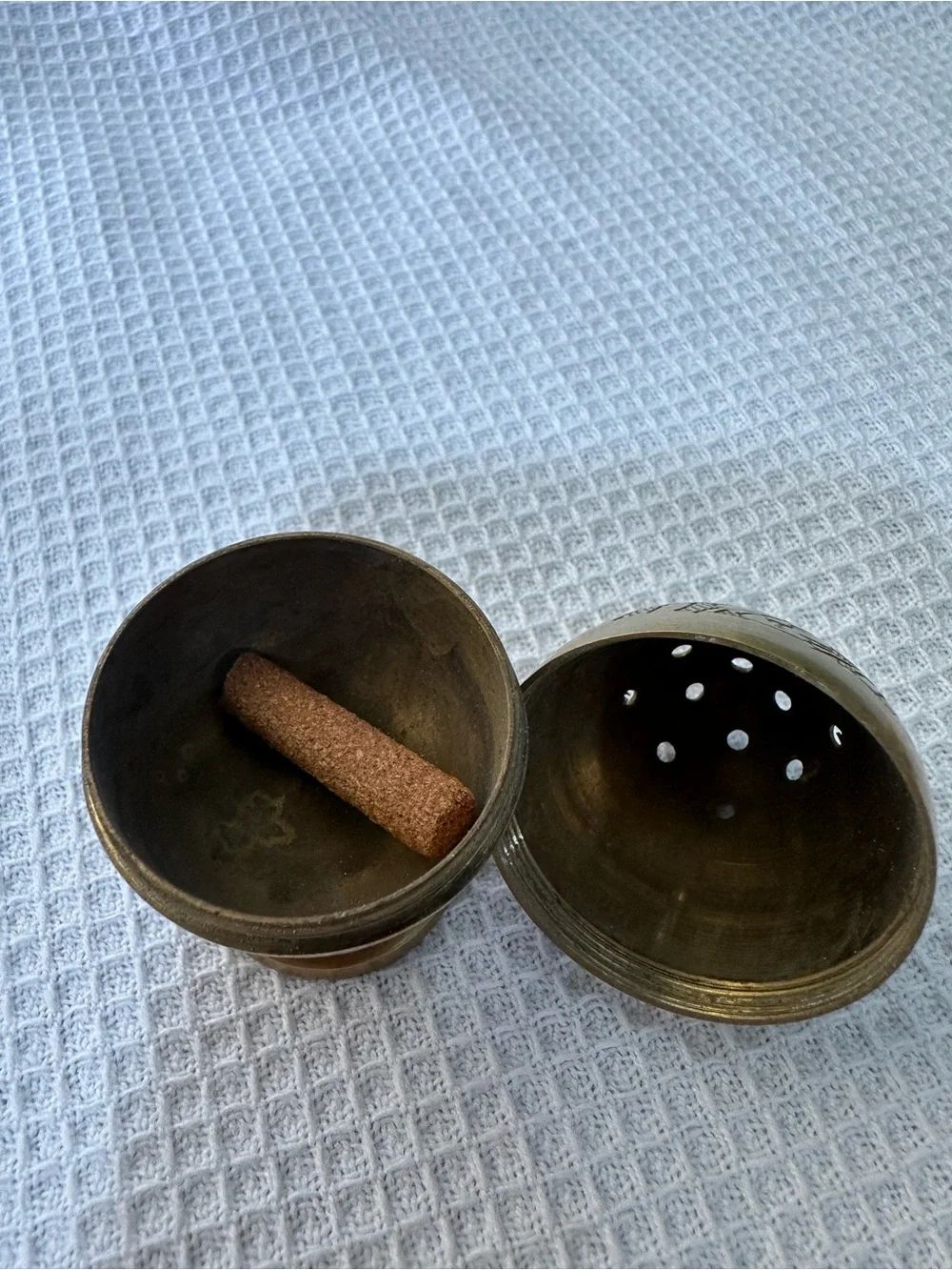 Vintage Hand-Etched Brass Egg Shaker Set - Peshawar Pakistan - Ganibeg Signed